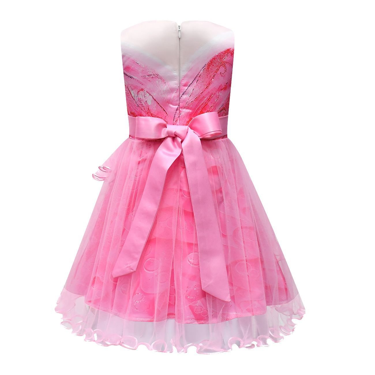 Wicked Glinda Costume Dress Pink Tulle Party Gown with Bow for Girls