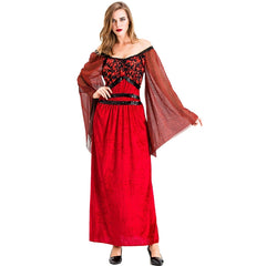 Women's Halloween Witch Medieval Costume Gothic Vampire Adult Cosplay Dress