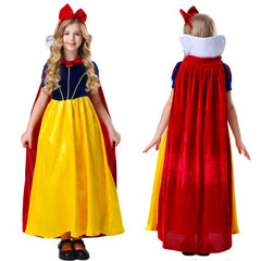 New Princess Snow White Girl Costume Dress With Cape Cosplay Party Halloween