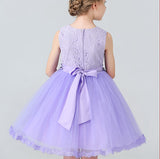 Pearl Wedding Dress Lace Bow Flower Girl Dress Princess Dress Birthday Costume Party Holiday