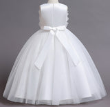 Wedding Dress Pearl Flower Girl Dress Bow Sequins Princess Dress Birthday Costume Party Holiday
