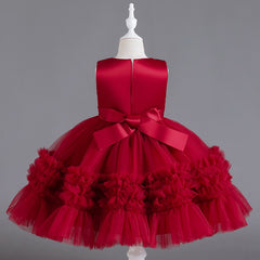 Sequin Wedding Dress Lace Bow Flower Girl Dress Sequins Princess Dress Birthday Costume Party Holiday
