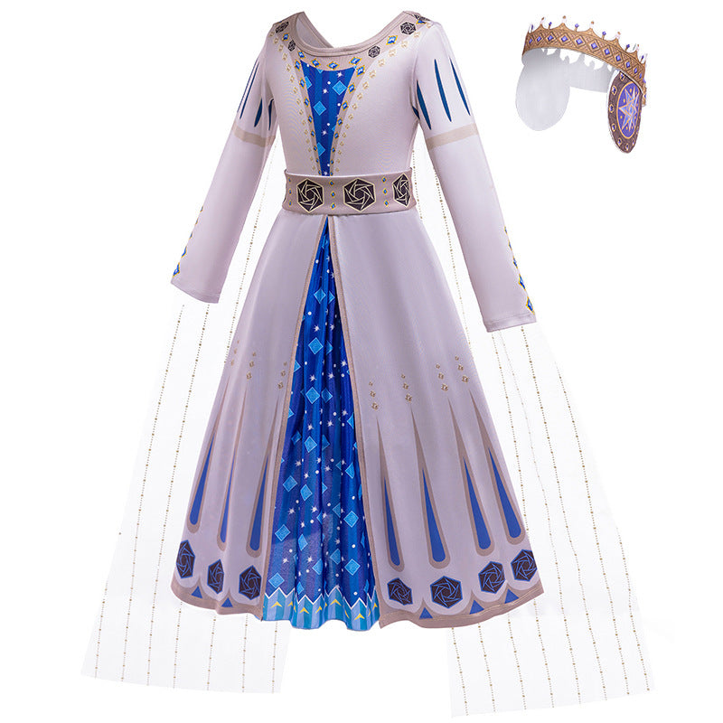 Girl Magnifico Wish Queen Cosplay Asha Costume Outfit Dress For Holiday Birthday Party