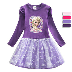 New Cotton Kids Toddler Princess Costume Elsa Girl Dress