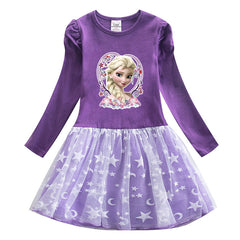 New Cotton Kids Toddler Princess Costume Elsa Girl Dress