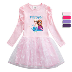 New Cotton Kids Toddler Princess Costume Elsa Anna Girl Dress Party Holiday