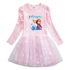 New Cotton Kids Toddler Princess Costume Elsa Anna Girl Dress Party Holiday