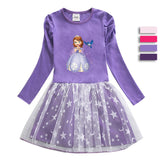 New Cotton Kids Toddler Princess Costume Sophia Girl Dress Party Holiday