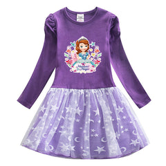 New Cotton Kids Toddler Sophia Princess Costume Girl Dress Party Holiday