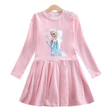 New Cotton Kids Toddler Princess Costume Elsa Girl Dress T-shirt