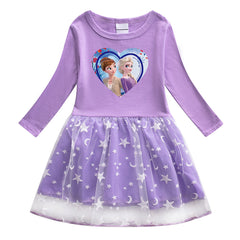 New Girl Party Holiday Toddler Princess Costume Elsa Anna Dress For Casual Wear Birthday