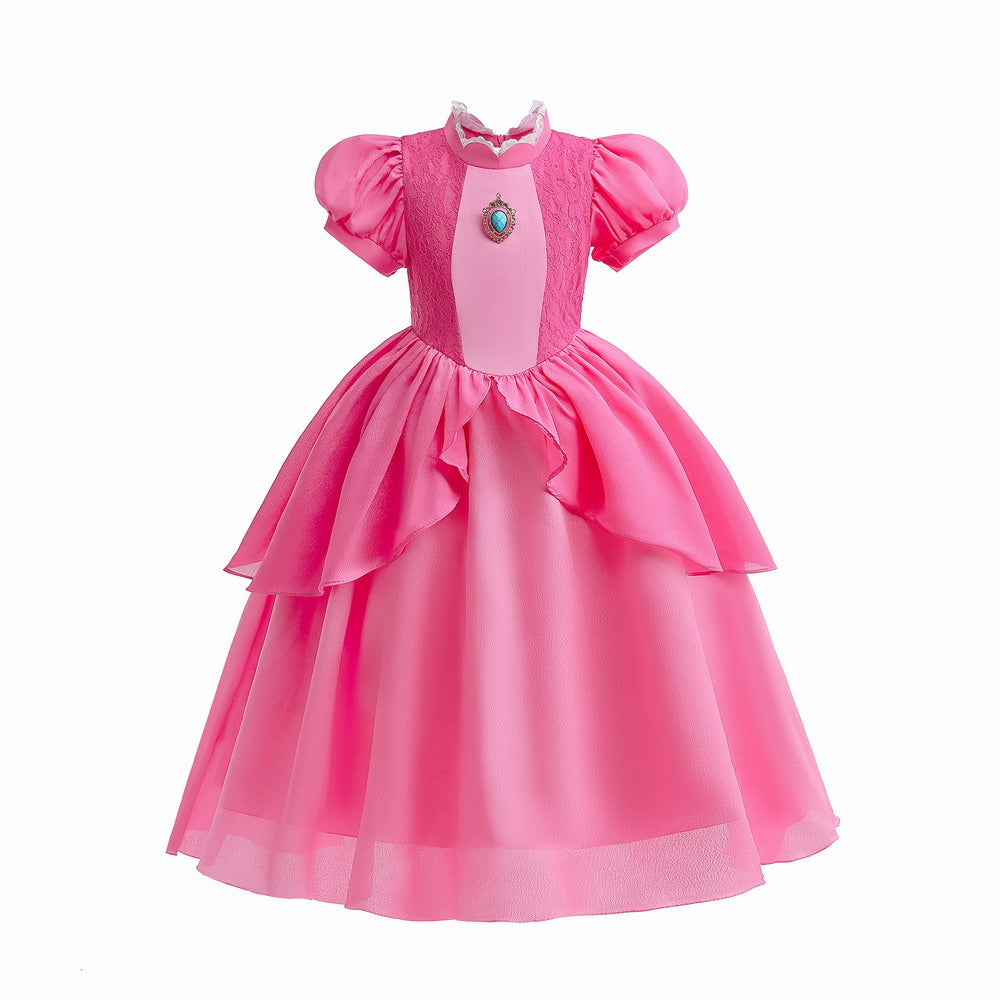 Custom Mario Princess Girls Super Mario Princess Peach Dress Costume Cosplay Party Holiday ...