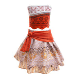 Moana Adventure Off Shoulder Costume Dresses Skirt Kids Cosplay For Girls