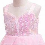 New Girl Cosplay Wicked Glinda Costume Sparkling dress For Toddler Kids Halloween