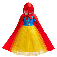 New Princess Snow White Costume Halloween Girls Dresses With Cape Set