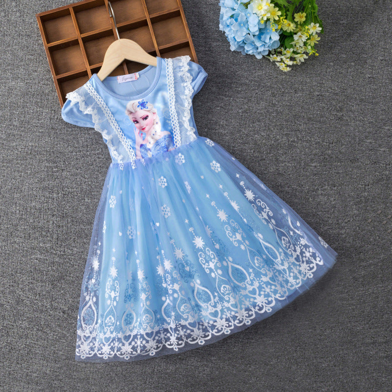 Elsa Lace New Girl Dress Party Toddler Princess Costume For Casual Wea – ilovethedress