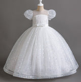 Puff Flower Girl Dress Bow Sequin Wedding Dress Princess Dress Birthday Costume Party Holiday (Copy) (Copy)