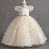 Puff Flower Girl Dress Bow Sequin Wedding Dress Princess Dress Birthday Costume Party Holiday (Copy) (Copy)