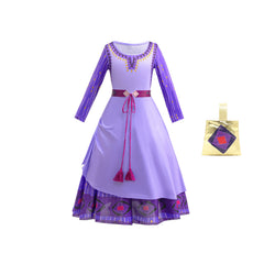 Girl Wish Asha Cosplay Costume Dress With Bag Outfits For Kids Holiday Party