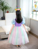 New Unicorn Toddler Rainbow Princess Costume Dresses For Girls