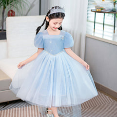 New Elsa Costume Girl Dress With Cape For Holiday Cosplay Halloween Party