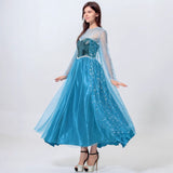 Frozen 2 Elsa Princess Dresses With Cape Women Halloween Costume Adult Cosplay