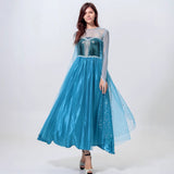 Frozen 2 Elsa Princess Dresses With Cape Women Halloween Costume Adult Cosplay