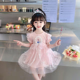 Elsa Lace Dress New Girl Dress Bow Toddler Princess Costume For Casual Wear Holiday Birthday Party