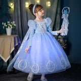 New Elsa Sparkly Costume Dress With Cape For Girls