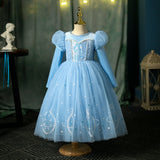 New Elsa Sparkly Costume Dress With Cape For Girls