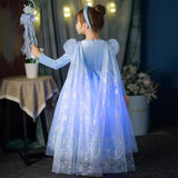 New Elsa Sparkly Costume Dress With Cape For Girls