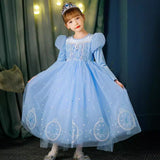 New Elsa Sparkly Costume Dress With Cape For Girls