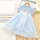 New Girl Dress Elsa Bow Lace Dress Toddler Princess Costume For Casual Wear Holiday Birthday Party