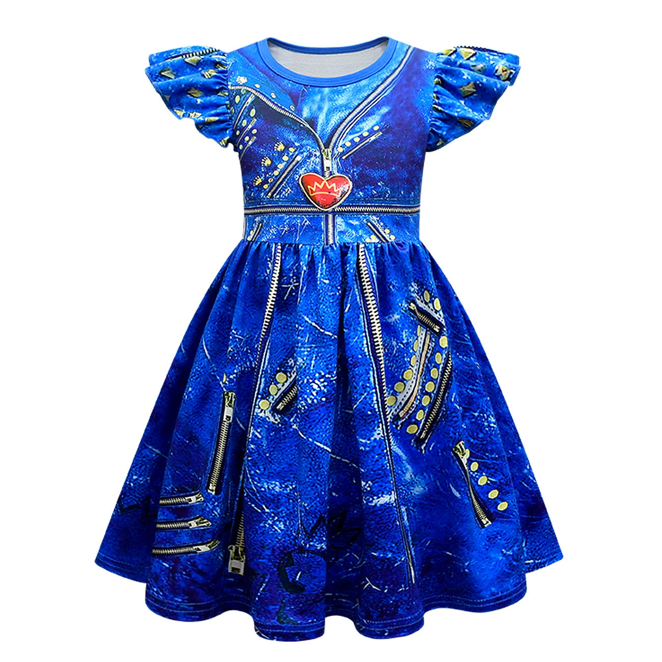 Descendants Uma Costume Dress Toddler Kids Cosplay Outfit with Wig & Gloves for Girls