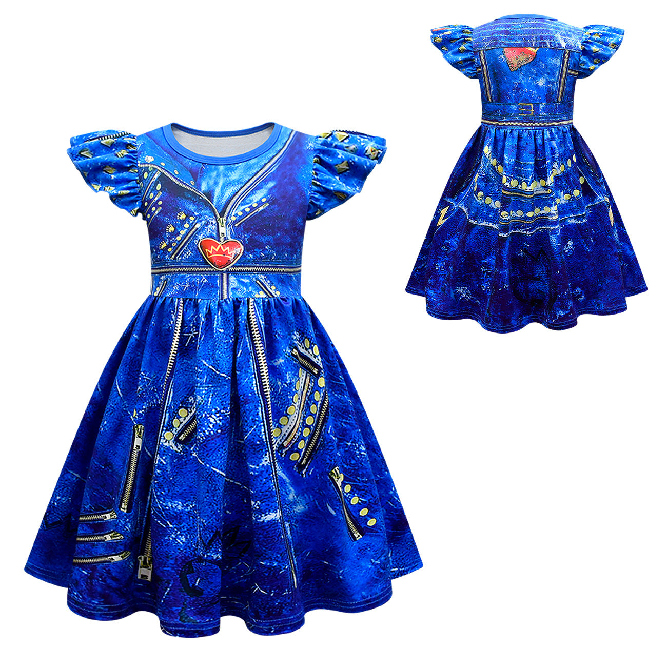 Descendants Uma Costume Dress Toddler Kids Cosplay Outfit with Wig & Gloves for Girls