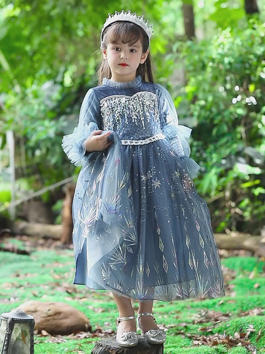 Frozen 2 Kids Princess Sparkly Elsa Costume Dresses For Toddler Girls 