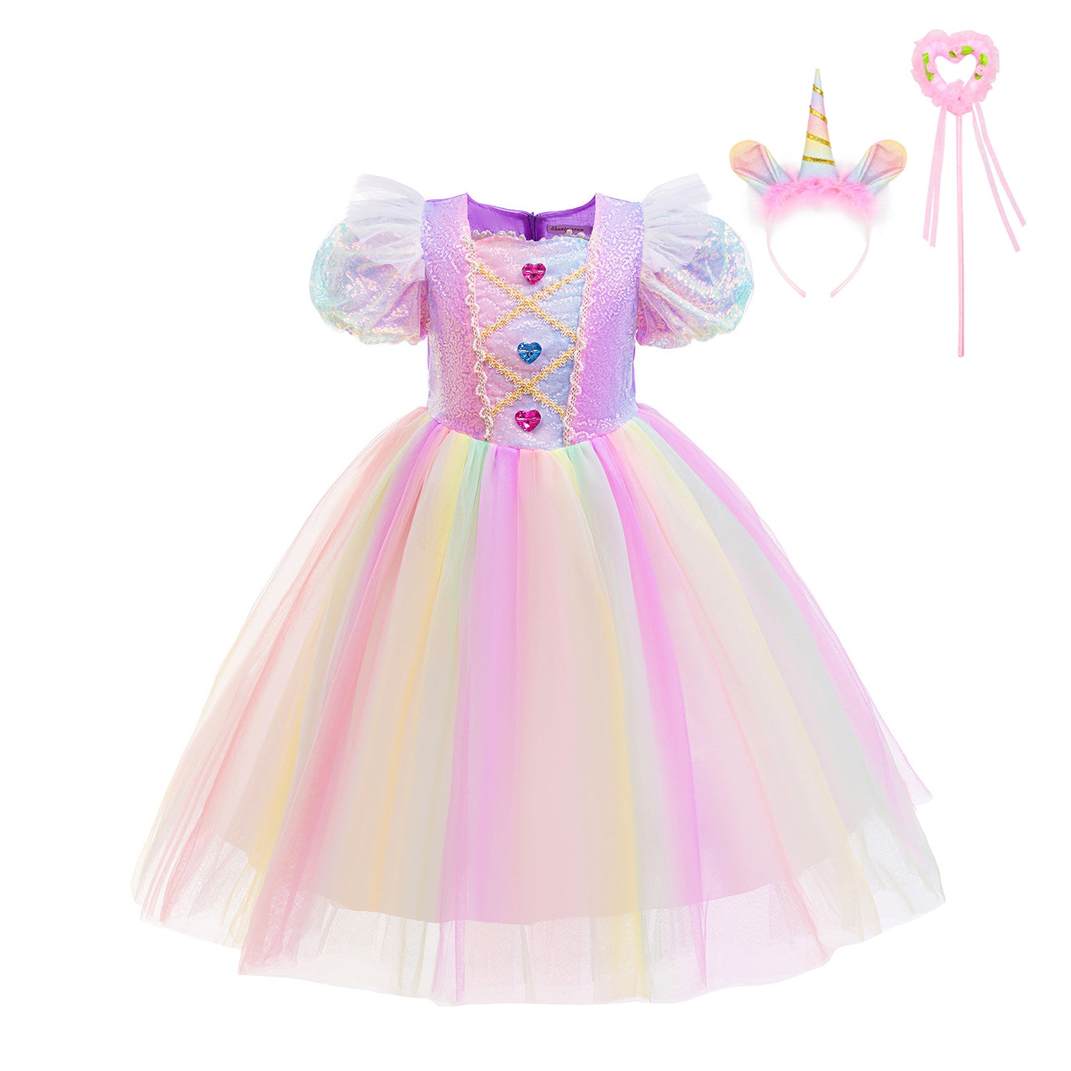 rainbow princess dress toddler Colorful Rainbow Princess Toddler Costume