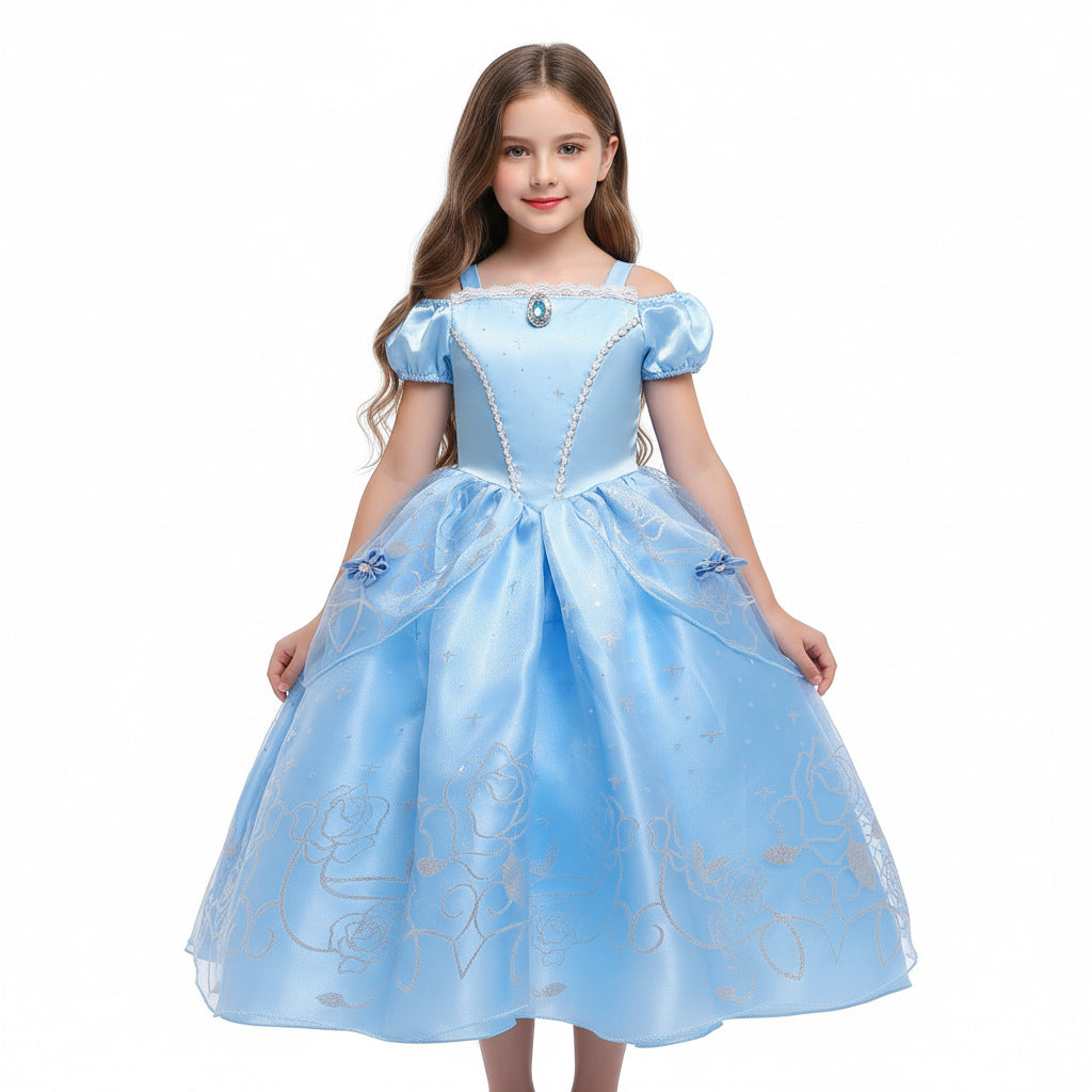 Disney Princess Girl Costumes Toddler Kids Halloween Cosplay Dresses