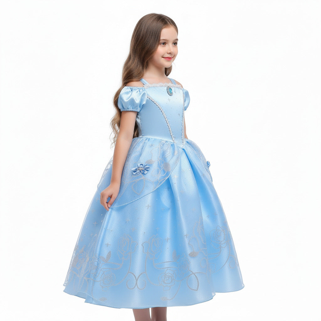 Disney Princess Girl Costumes Toddler Kids Halloween Cosplay Dresses