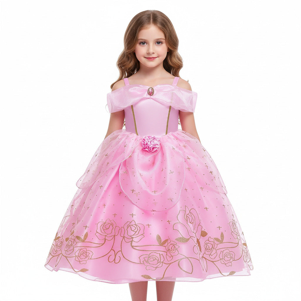 Disney Princess Girl Costumes Toddler Kids Halloween Cosplay Dresses