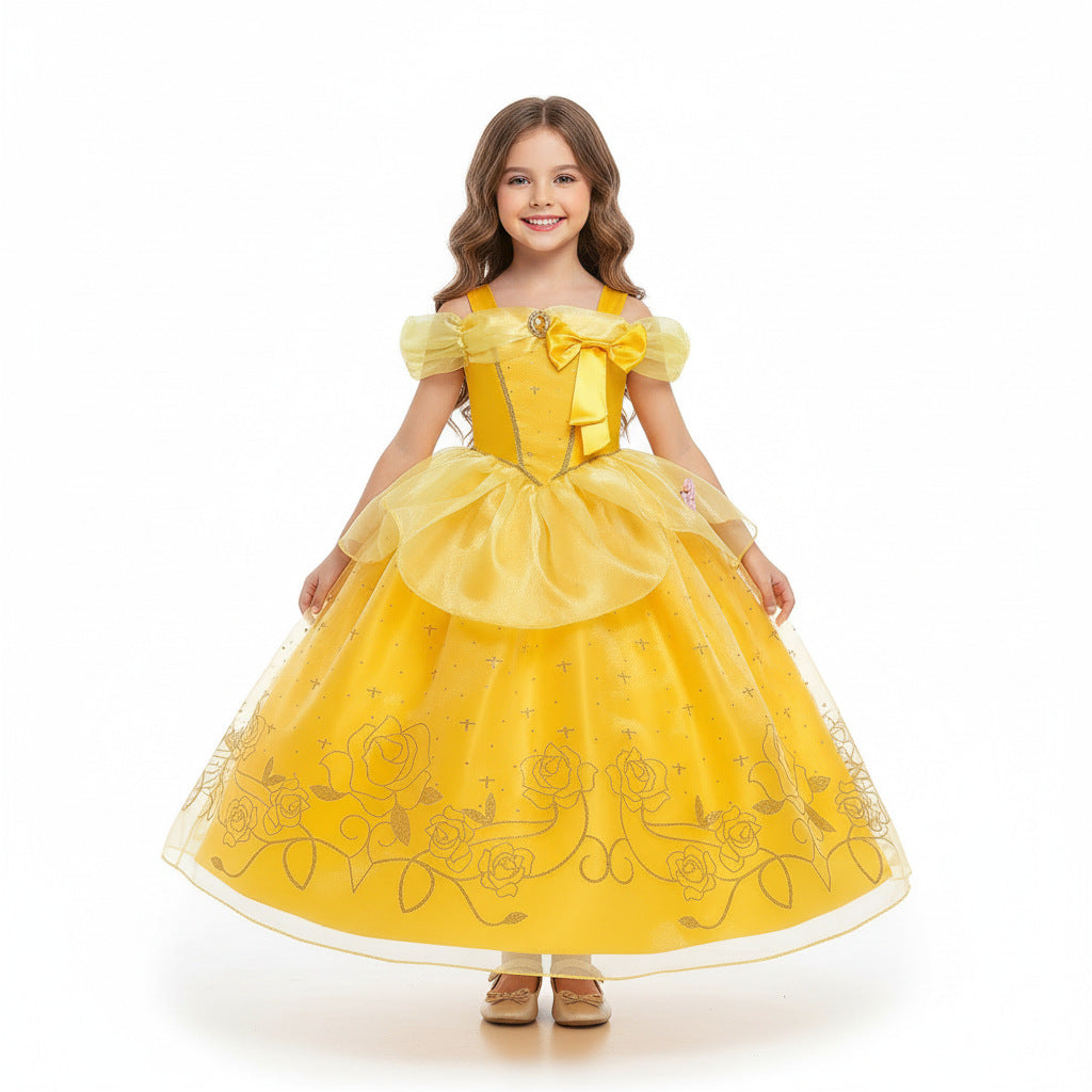 Disney Princess Girl Costumes Toddler Kids Halloween Cosplay Dresses