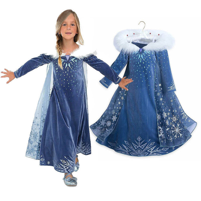 Girls Frozen Queen Elsa Princess Dress Costume For 3-8 Years Kids