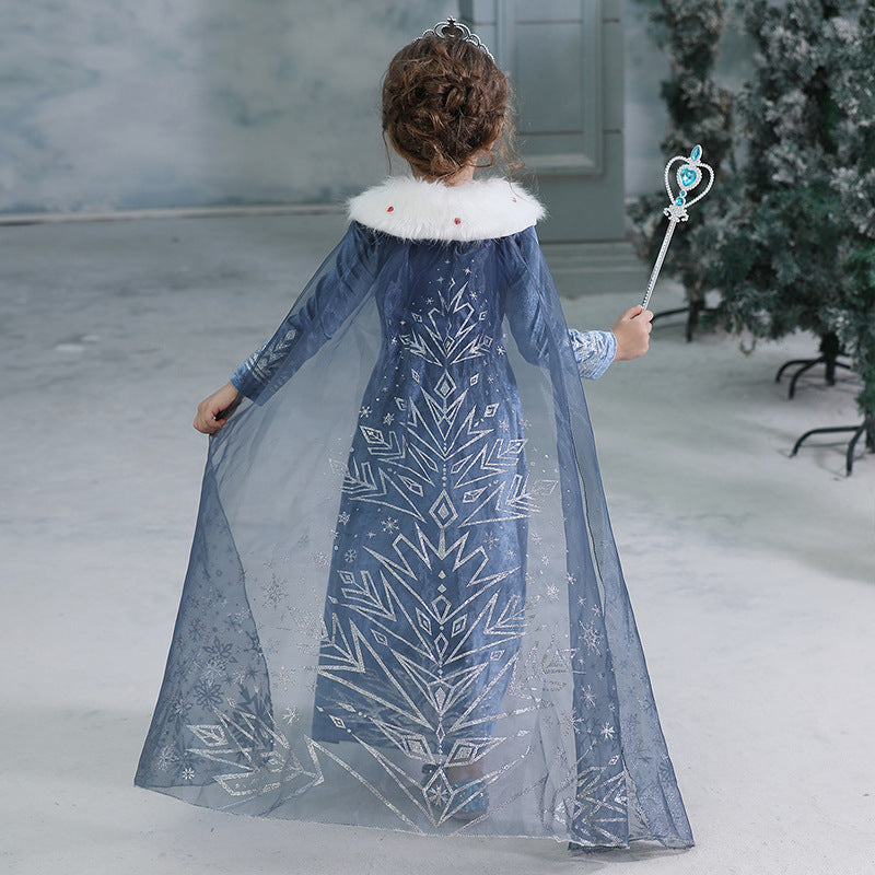 New Frozen Toddler Kids Elsa Princess Girls Costume Dresses Cosplay Cloak Crown Wand Party Holiday
