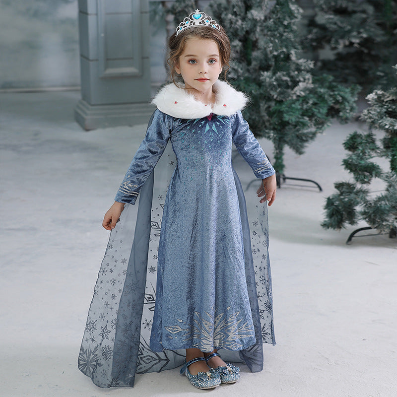 New Frozen Toddler Kids Elsa Princess Girls Costume Dresses Cosplay Cloak Crown Wand Party Holiday