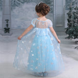 Frozen Elsa Princess Sequins Girls Costume Dresses With Crown Wand For Cosplay Party Holiday Fancy Dress