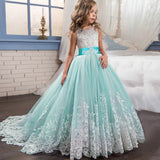 Girls Dresses Lace Trailing For Wedding Formal Holiday Party Bridesmaid Ball Gown