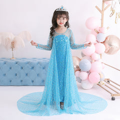 Frozen 2 Toddler Kids Elsa Princess Sequins Girls Costume Trailing Dresses For Birthday Holiday Cosplay Party