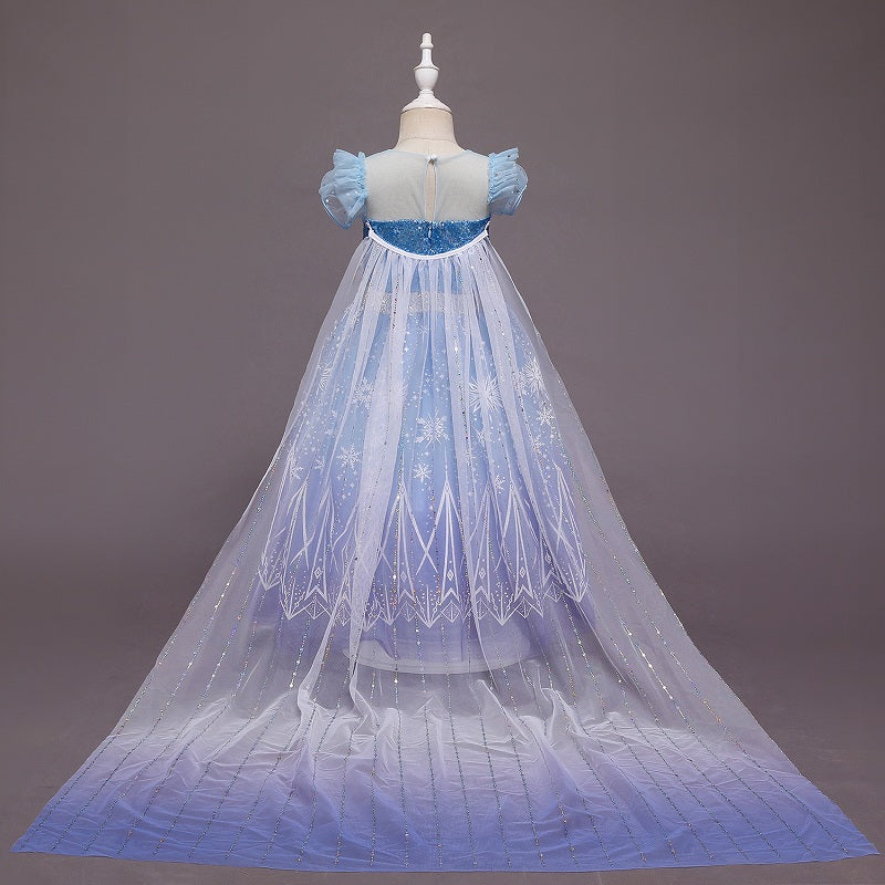 Frozen 2 toddler Princess Costume Trailing Elsa Dress for Girls Blue / 5 Frozen 2 toddler Princess Costume Trailing Elsa Dress for Girls Blue / 5