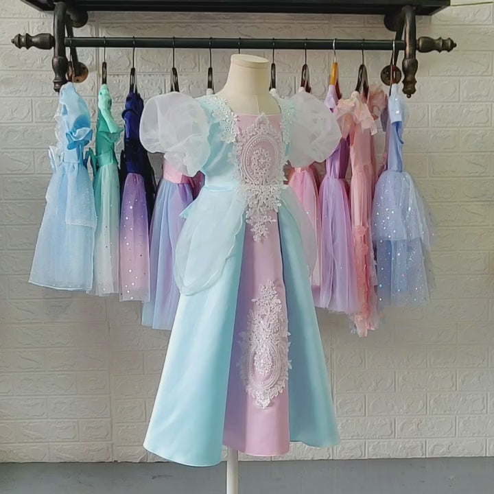 Frozen 2 Inspired toddler Kids Princess Wedding Lace Costume Elsa Dress for Girls