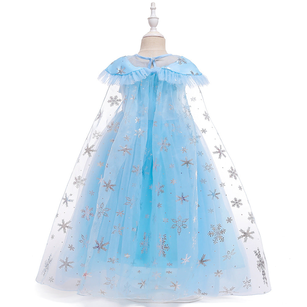 Frozen 2 Elsa Princess Sequins Girls Costume Dresses with Crown wand Cosplay Party Holiday.